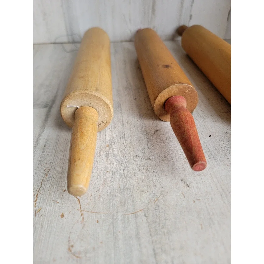 Vintage baking‎ wooden rolling pin accessory kitchen set home decor